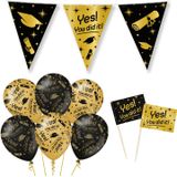 Paperdreams Geslaagd thema party versiering set You did it - Vlaggenlijn/prikkers/12x ballonnen