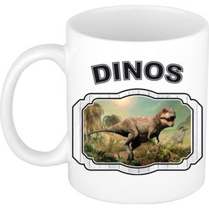 Dieren liefhebber stoere t-rex dinosaurus mok 300 ml - kerramiek - cadeau beker / mok dinosaurussen liefhebber