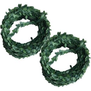 2x Mini buxus guirlande slinger 500 x 1 cm kunststof - Home Deco - Hobby materiaal