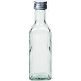 6x Glazen flesjes met schroefdop - Vierkant - 100 ml - Vierkante glasflessen / flessen met schoefdoppen