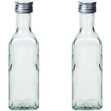 6x Glazen flesjes met schroefdop - Vierkant - 100 ml - Vierkante glasflessen / flessen met schoefdoppen