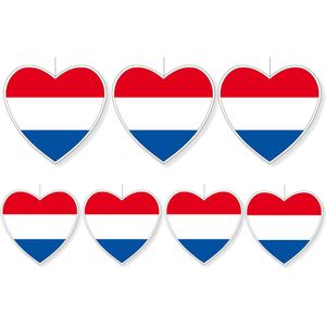 7-delige hou van Nederland versiering set hartjes van 14 cm en 28 cm - Landen vlaggen feestartikelen