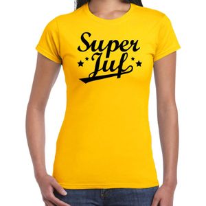 Super juf cadeau t-shirt geel voor dames -  Einde schooljaar/ juffendag cadeau
