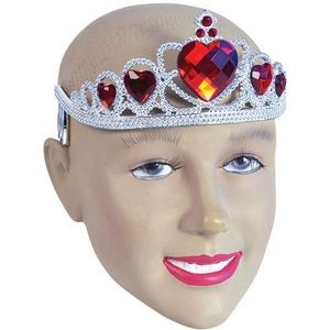 Zilveren tiara met rode stenen