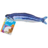 2x Kattenspeeltjes vissen knuffels19 cm - zalm/makreel - Speelgoed vissen voor katten