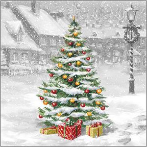 Ambiente kerst thema servetten - 20x st - 33 x 33 cm - winter - kerstboom