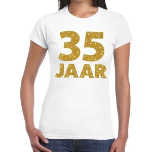 35 jaar goud glitter verjaardag t-shirt wit dames - verjaardag / jubileum shirts