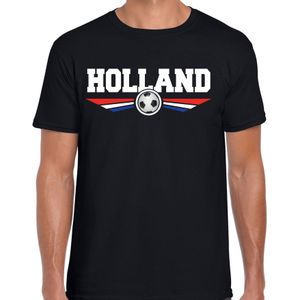 Holland landen / voetbal t-shirt met wapen in de kleuren van de Nederlandse vlag - zwart - heren - Holland landen shirt / kleding - EK / WK / voetbal shirt