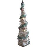 LED kegels/piramide kerstboom lampen - set van 2x formaten - rotan - met licht