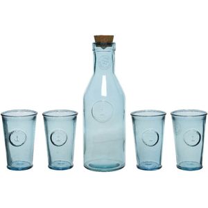 Giftbox met sap/limonade/water karaf en 4x luxe drink glazen - Vaderdag/Moederdag cadeau tip