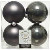 24x stuks kunststof kerstballen antraciet (warm grey) 10 cm - Mat/glans - Onbreekbare plastic kerstballen