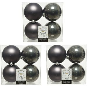24x stuks kunststof kerstballen antraciet (warm grey) 10 cm - Mat/glans - Onbreekbare plastic kerstballen