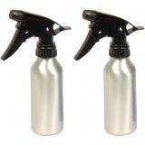 2x stuks waterverstuiver metallic zilver 200 ml