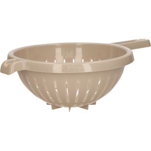 Plasticforte Keuken vergiet/zeef met handvat - kunststof - Dia 23 cm x Hoogte 10 cm - beige