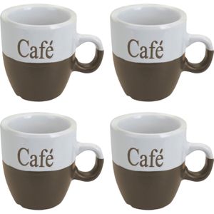 Koffiemok set 4x stuks - lichtbruin - keramiek - 150 ml