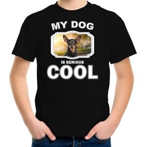 Dwergpinscher honden t-shirt my dog is serious cool zwart - kinderen - Dwergpinschers liefhebber cadeau shirt - kinderkleding / kleding