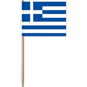 100x Cocktailprikkers vlaggetjes Griekenland - Griekse feestartikelen thema versering