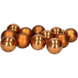 Kerstballen - 12 stuks - kunststof - bruin - 6 cm