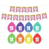 Haza Verjaardag 11 jaar geworden versiering - 16x thema ballonnen/1x Happy Birthday slinger 300 cm