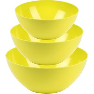 Plasticforte voedsel serveer schalen set - 3x stuks - groen - kunststof - Dia 20/25/28 cm