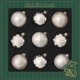 18x stuks luxe gedecoreerde glazen kerstballen zilver 8 cm - Kerstboomversiering/kerstversiering/kerstornamenten