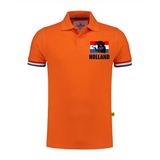 Luxe Holland supporter poloshirt oranje - 200 grams - heren - vlag leeuw op borstkast - Nederland fan/EK /WK polo shirt / kleding