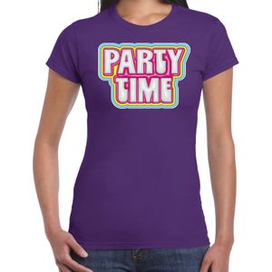 Bellatio Decorations Verkleed shirt dames - party time - paars - foute party - carnaval/themafeest