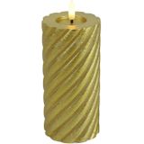 Countryfield LED kaarsen/stompkaarsen set - 3x st - goud - H12,5, H15 en H20 - swirl