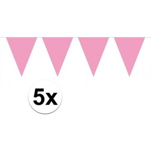 5x vlaggenlijn / slinger baby roze 10 meter - totaal 50 meter - slingers