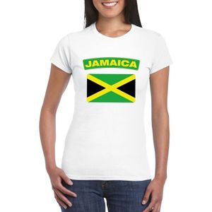 Jamaica t-shirt met Jamaicaanse vlag wit dames