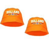 4x stuks oranje supporter vissershoedje - Holland met Nederlandse vlag - EK / WK fans - Koningsdag