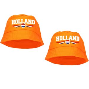 4x stuks oranje supporter vissershoedje - Holland met Nederlandse vlag - EK / WK fans - Koningsdag