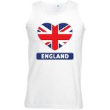 Engeland singlet shirt/ tanktop met Engelse vlag in hart wit heren