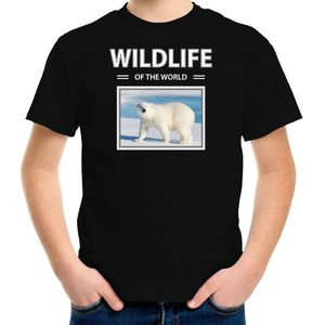 Dieren foto t-shirt IJsbeer - zwart - kinderen - wildlife of the world - cadeau shirt IJsberen liefhebber - kinderkleding / kleding