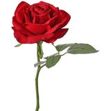 Top Art Kunstbloem Roos de luxe - 5x - rood - 30 cm - kunststof steel - decoratie bloemen
