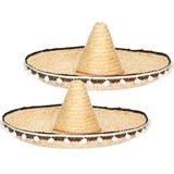2x stuks stro sombrero 60 cm voor volwassenen - Mexicaanse carnaval verkleed hoeden