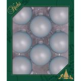 16x Misty aqua blauwe velvet glazen kerstballen mat 7 cm kerstboomversiering - Kerstversiering/kerstdecoratie blauw