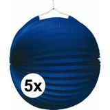 5x Lampionnen blauw 22 cm