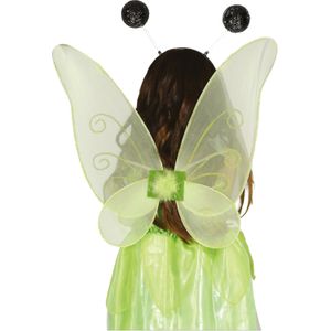 Vlinder verkleed set - vleugels en diadeem - groen - kinderen - carnaval verkleed accessoires