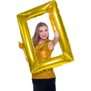 Folat Foto Frame - rechthoek - goud - 85 x 60 cm - opblaasbaar/folie ballon - photo prop