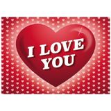 Gerim Knuffelbeer Valentijn I Love You 20 cm en I Love You hartjes wenskaart A5 formaat