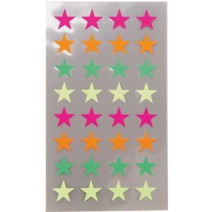 Rico Design Hobby stickers - 128x stuks - sterren neon kleuren - sticker etiketten - dia 18 mm - Agenda - Scrapbook - knutselen