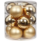 72x stuks glazen kerstballen elegant goud mix 4, 6 en 8 cm glans en mat - Kerstversiering/kerstboomversiering