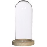 Ideas 4 Seasons Decoratie stolp - glas - houten plateau - D10 x H20 cm
