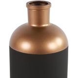 Countryfield Bloemen of deco vaas - zwart/koper - glas - luxe fles vorm - D14 x H26 cm