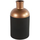 Countryfield Bloemen of deco vaas - zwart/koper - glas - luxe fles vorm - D14 x H26 cm