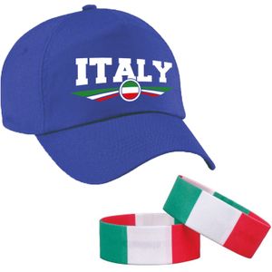 Italie supporter set - 1x baseballcap en 2x vlaggen armbanden