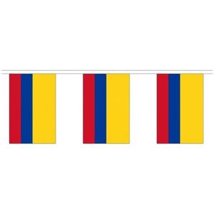 Vlaggenlijn vlaggetjes Colombia  - buiten/binnen - polyester - 300 cm - landen versieringen.