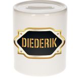 Diederik naam cadeau spaarpot met gouden embleem - kado verjaardag/ vaderdag/ pensioen/ geslaagd/ bedankt