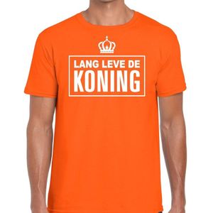 Lang Leve de Koning tekst shirt heren - Oranje Koningsdag/ Holland supporter kleding
